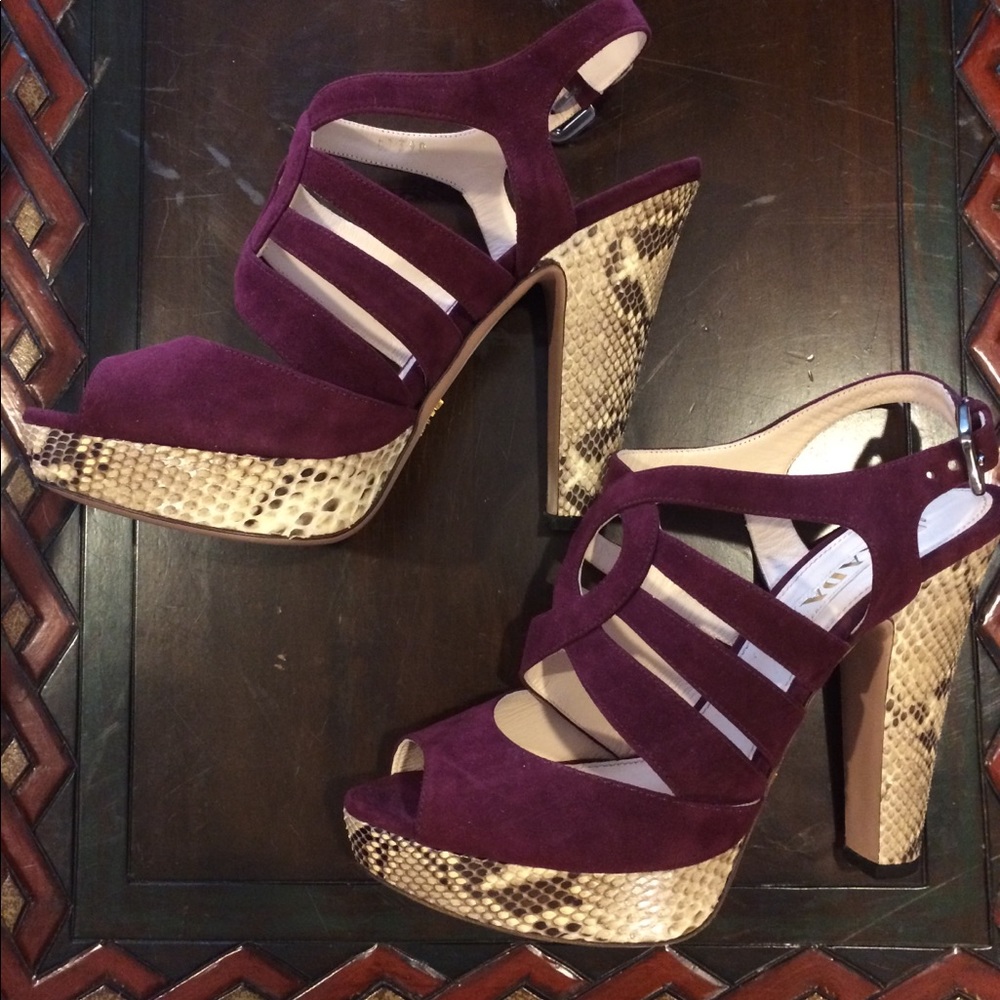 Prada python heel suede sandals - Picture 3 of 7